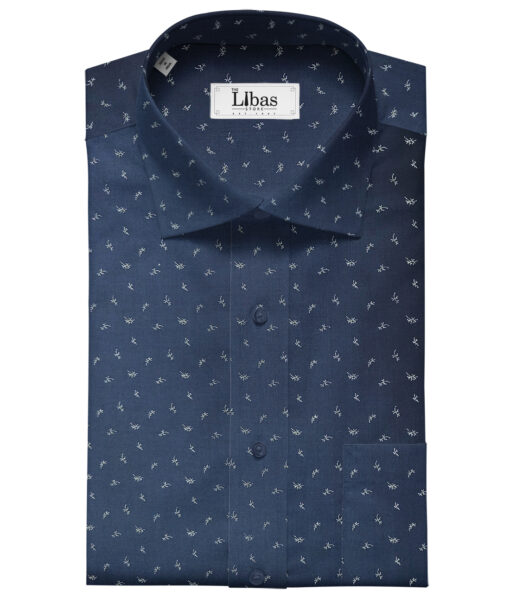 Cadini Men's Cotton Printed 2.25 Meter Unstitched Shirting Fabric (Royal Blue)