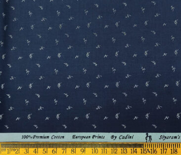 Cadini Men's Cotton Printed 2.25 Meter Unstitched Shirting Fabric (Royal Blue)