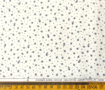 Cadini Men's Cotton Printed 2.25 Meter Unstitched Shirting Fabric (White & Blue)