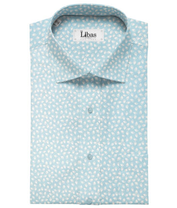 Cadini Men's Cotton Printed 2.25 Meter Unstitched Shirting Fabric (Firozi Blue)