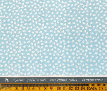 Cadini Men's Cotton Printed 2.25 Meter Unstitched Shirting Fabric (Firozi Blue)