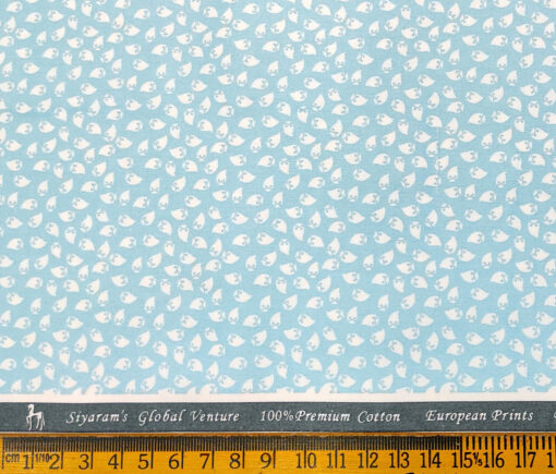 Cadini Men's Cotton Printed 2.25 Meter Unstitched Shirting Fabric (Firozi Blue)