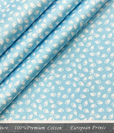 Cadini Men's Cotton Printed 2.25 Meter Unstitched Shirting Fabric (Firozi Blue)