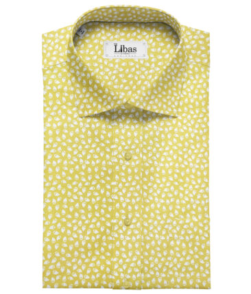 Cadini Men's Cotton Printed 2.25 Meter Unstitched Shirting Fabric (Yellow)