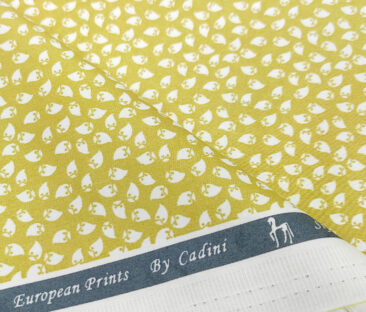 Cadini Men's Cotton Printed 2.25 Meter Unstitched Shirting Fabric (Yellow)