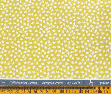 Cadini Men's Cotton Printed 2.25 Meter Unstitched Shirting Fabric (Yellow)