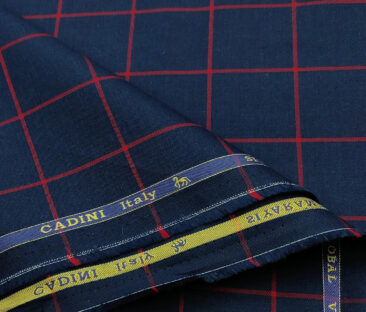 Cadini Men's Giza Cotton Checks 2 Meter Unstitched Shirting Fabric (Dark Royal Blue)