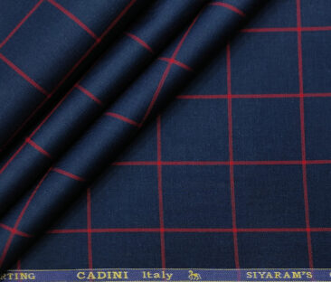Cadini Men's Giza Cotton Checks 2 Meter Unstitched Shirting Fabric (Dark Royal Blue)