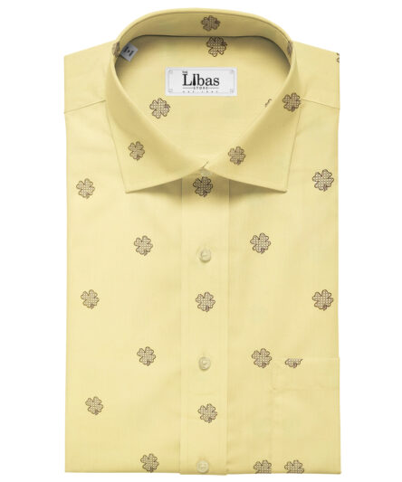 Donzito Men's Cotton Printed 2.25 Meter Unstitched Shirting Fabric (Blonde Yellow)
