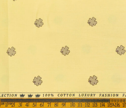 Donzito Men's Cotton Printed 2.25 Meter Unstitched Shirting Fabric (Blonde Yellow)