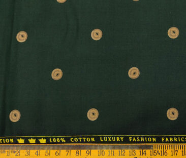Donzito Men's Cotton Printed 2.25 Meter Unstitched Shirting Fabric (Dark Green)