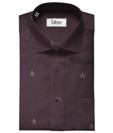 Donzito Men's Cotton Printed 2.25 Meter Unstitched Shirting Fabric (Dark Purple)