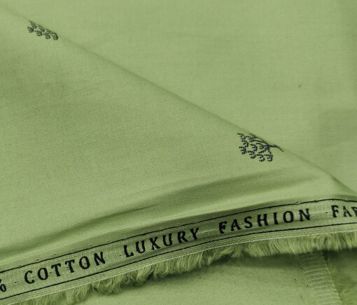 Donzito Men's Cotton Printed 2.25 Meter Unstitched Shirting Fabric (Olive Green)