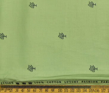 Donzito Men's Cotton Printed 2.25 Meter Unstitched Shirting Fabric (Olive Green)