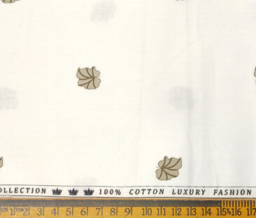 Donzito Men's Cotton Printed 2.25 Meter Unstitched Shirting Fabric (White & Brown)