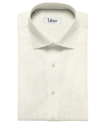 Tessitura Monti Men's Giza Cotton Checks 2 Meter Unstitched Shirting Fabric (Cream & Beige)