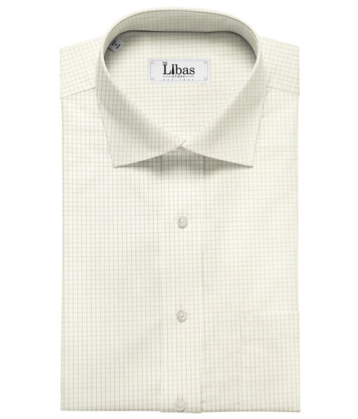 Tessitura Monti Men's Giza Cotton Checks 2 Meter Unstitched Shirting Fabric (Cream & Beige)