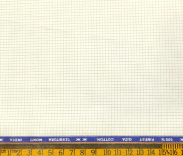 Tessitura Monti Men's Giza Cotton Checks 2 Meter Unstitched Shirting Fabric (Cream & Beige)