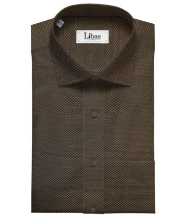 Tessitura Monti Men's Giza Cotton Structured 2 Meter Unstitched Shirting Fabric (Dark Brown)