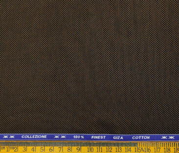Tessitura Monti Men's Giza Cotton Structured 2 Meter Unstitched Shirting Fabric (Dark Brown)