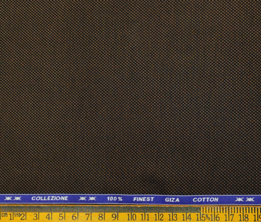 Tessitura Monti Men's Giza Cotton Structured 2 Meter Unstitched Shirting Fabric (Dark Brown)