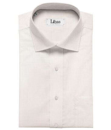 Tessitura Monti Men's Giza Cotton Checks 2 Meter Unstitched Shirting Fabric (White & Pink)