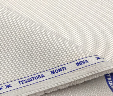 Tessitura Monti Men's Giza Cotton Structured 2 Meter Unstitched Shirting Fabric (Light Silver Grey)