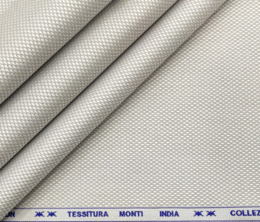 Tessitura Monti Men's Giza Cotton Structured 2 Meter Unstitched Shirting Fabric (Light Silver Grey)