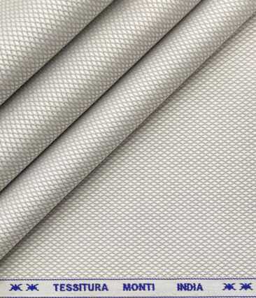 Tessitura Monti Men's Giza Cotton Structured 2 Meter Unstitched Shirting Fabric (Light Silver Grey)