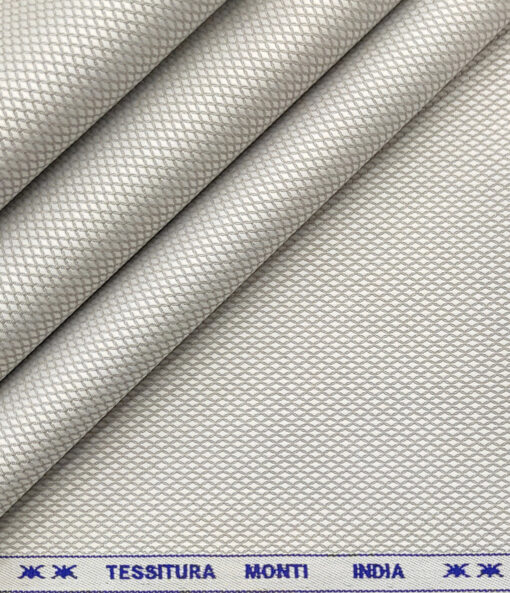 Tessitura Monti Men's Giza Cotton Structured 2 Meter Unstitched Shirting Fabric (Light Silver Grey)