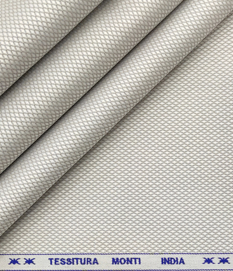 Tessitura Monti Men's Giza Cotton Structured 2 Meter Unstitched Shirting Fabric (Light Silver Grey)