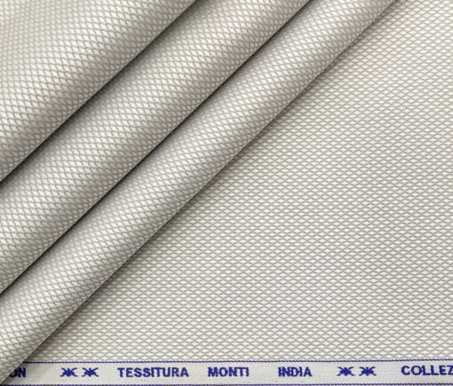Tessitura Monti Men's Giza Cotton Structured 2 Meter Unstitched Shirting Fabric (Light Silver Grey)
