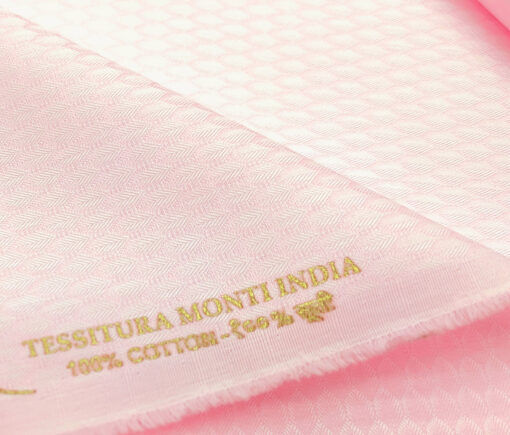Tessitura Monti Men's Giza Cotton Structured 2 Meter Unstitched Shirting Fabric (Pink)
