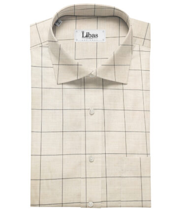 Monza Men's Cotton Modal Checks 2 Meter Unstitched Shirting Fabric (Beige)