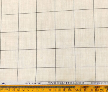 Monza Men's Cotton Modal Checks 2 Meter Unstitched Shirting Fabric (Beige)
