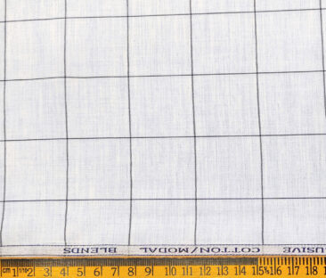 Monza Men's Cotton Modal Checks 2 Meter Unstitched Shirting Fabric (Light Blue)