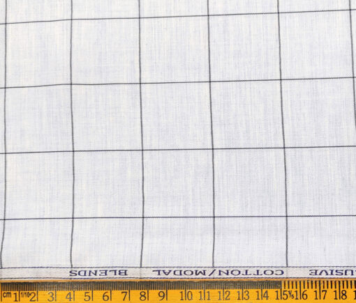 Monza Men's Cotton Modal Checks 2 Meter Unstitched Shirting Fabric (Light Blue)