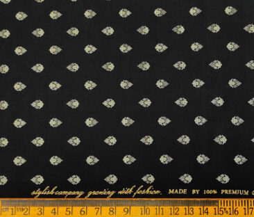 Nemesis Men's Cotton Printed 2.25 Meter Unstitched Shirting Fabric (Black & Beige)