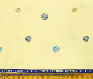 Nemesis Men's Cotton Printed 2.25 Meter Unstitched Shirting Fabric (Daffodil Yellow)