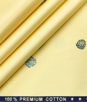 Nemesis Men's Cotton Printed 2.25 Meter Unstitched Shirting Fabric (Daffodil Yellow)