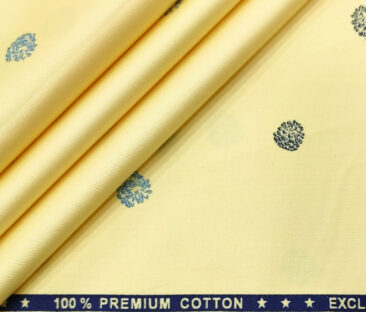Nemesis Men's Cotton Printed 2.25 Meter Unstitched Shirting Fabric (Daffodil Yellow)