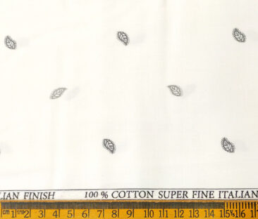 PEE GEE Men's Cotton Printed 2.25 Meter Unstitched Shirting Fabric (Milky White & Grey)