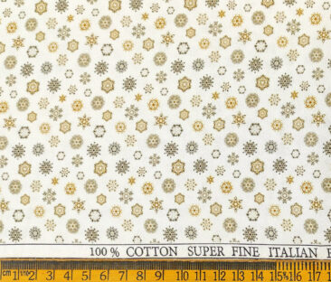 PEE GEE Men's Cotton Printed 2.25 Meter Unstitched Shirting Fabric (Milky White)