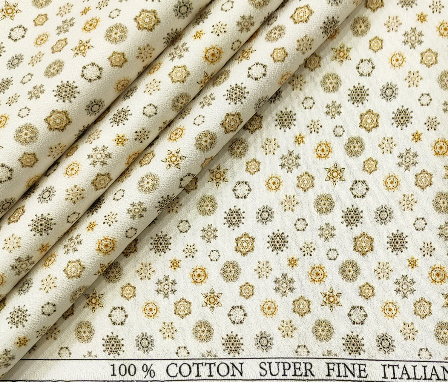 PEE GEE Men's Cotton Printed 2.25 Meter Unstitched Shirting Fabric (Milky White)