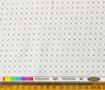 PEE GEE Men's Cotton Printed 2.25 Meter Unstitched Shirting Fabric (White & Grey)