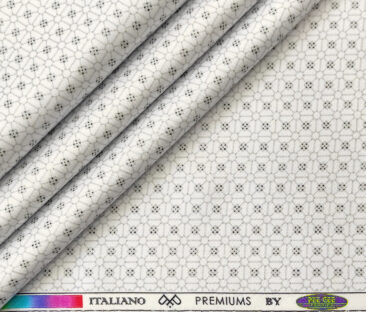 PEE GEE Men's Cotton Printed 2.25 Meter Unstitched Shirting Fabric (White & Grey)