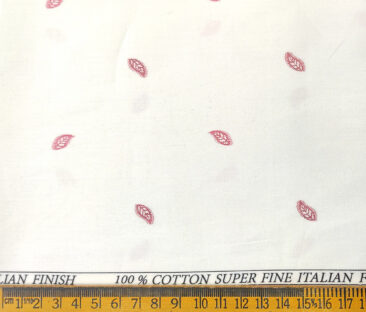 PEE GEE Men's Cotton Printed 2.25 Meter Unstitched Shirting Fabric (White)