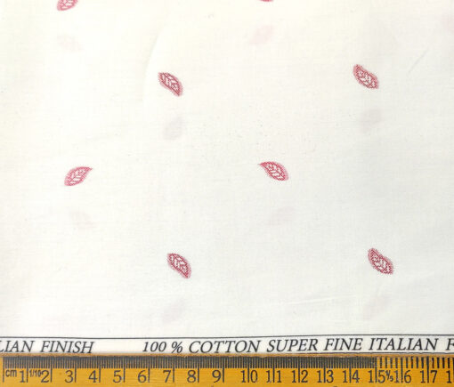 PEE GEE Men's Cotton Printed 2.25 Meter Unstitched Shirting Fabric (White)