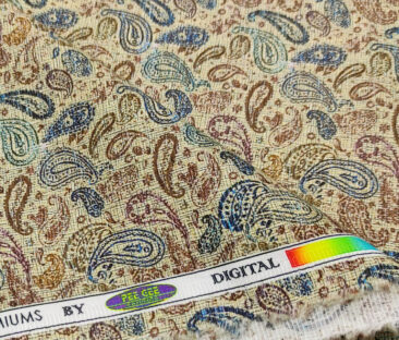 PEE GEE Men's Cotton Printed 2.25 Meter Unstitched Shirting Fabric (Beige)