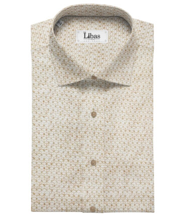 PEE GEE Men's Cotton Printed 2.25 Meter Unstitched Shirting Fabric (Beige and Light Brown)